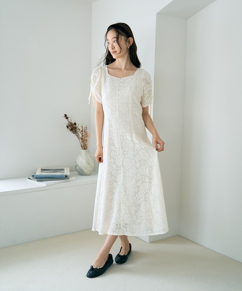 earth music&ecology（アースミュージックアンドエコロジー）の「パネル切り替えレースワンピース（ワンピース・レディース・ブラック/アイボリー・FREE）」の10枚目の写真