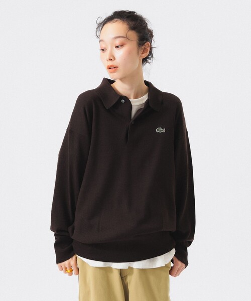 【新品タグ付】ビームス別注 ラコステ 限定ポロシャツ LACOSTE 黒サイズ3 ビームスの百名品】【別注】LACOSTE / ニット ポロシャツ（ニット