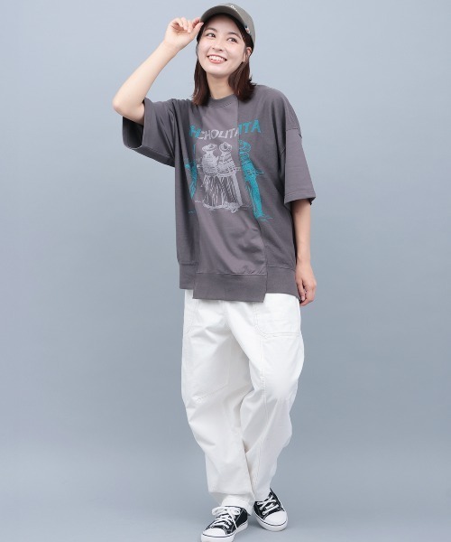 チチカカ（チチカカ）の「チョリータリメイク風裏毛プルオーバー（Tシャツ/カットソー・レディース・オレンジ/チャコールグレー/アイボリー・FREE）」の4枚目の写真