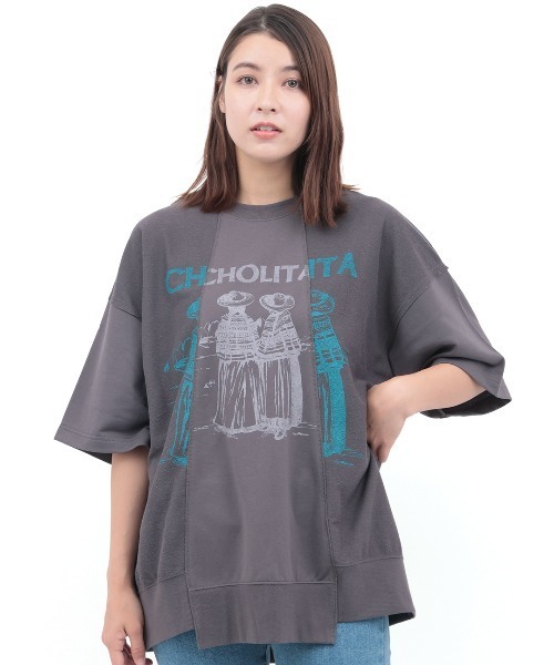 チチカカ（チチカカ）の「チョリータリメイク風裏毛プルオーバー（Tシャツ/カットソー・レディース・オレンジ/チャコールグレー/アイボリー・FREE）」の7枚目の写真