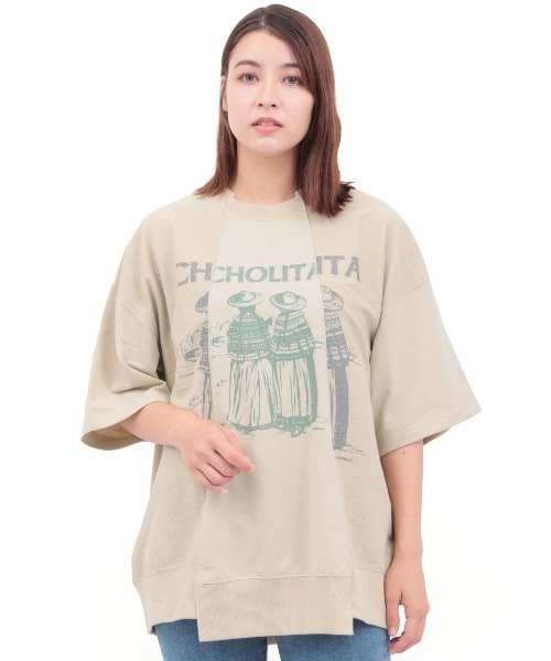 チチカカ（チチカカ）の「チョリータリメイク風裏毛プルオーバー（Tシャツ/カットソー・レディース・オレンジ/チャコールグレー/アイボリー・FREE）」の8枚目の写真