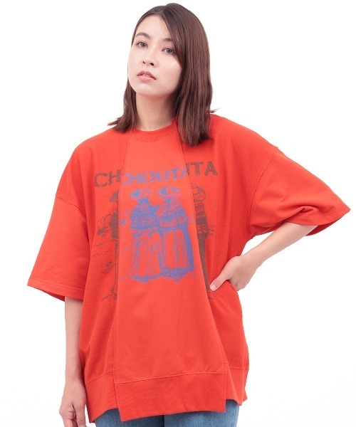 チチカカ（チチカカ）の「チョリータリメイク風裏毛プルオーバー（Tシャツ/カットソー・レディース・オレンジ/チャコールグレー/アイボリー・FREE）」の9枚目の写真