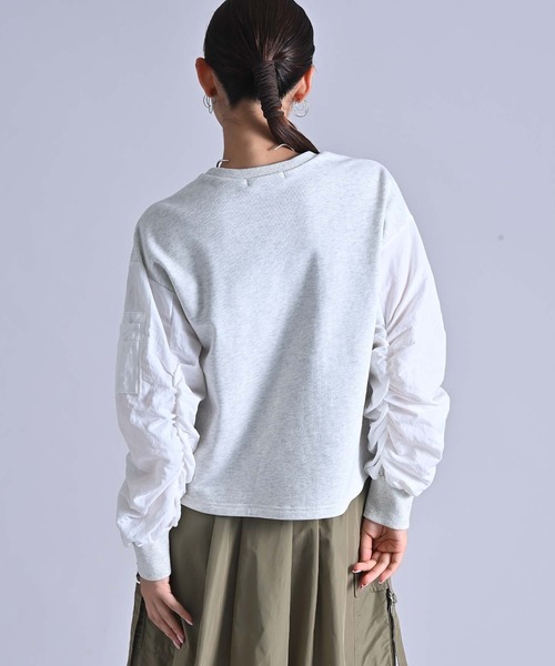 Anside(アンサイド)の「ギャザースリーブスエットプルオーバー(スウェット・レディース・オフホワイト/ブラック/ネイビー・M)」の7枚目の写真
