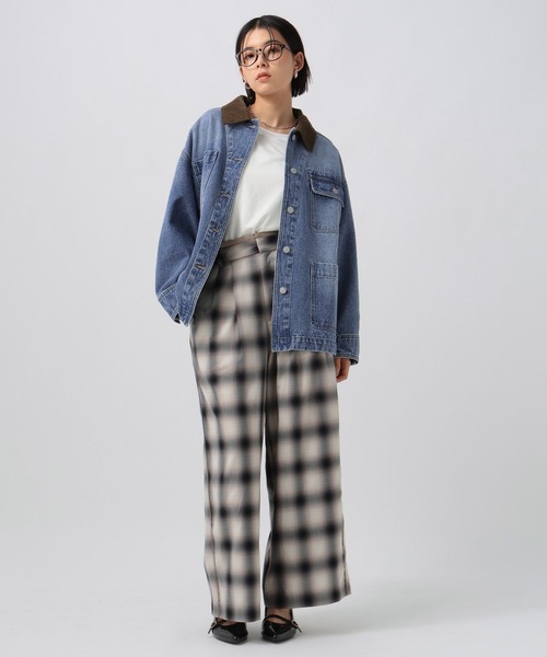 BAYFLOW（ベイフロー）の「[オーバーシルエット]カバーオール（デニムジャケット・レディース・ベージュ/インディゴブルー・SMALL/MEDIUM）」の7枚目の写真