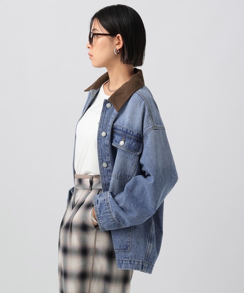 BAYFLOW（ベイフロー）の「[オーバーシルエット]カバーオール（デニムジャケット・レディース・ベージュ/インディゴブルー・SMALL/MEDIUM）」の11枚目の写真