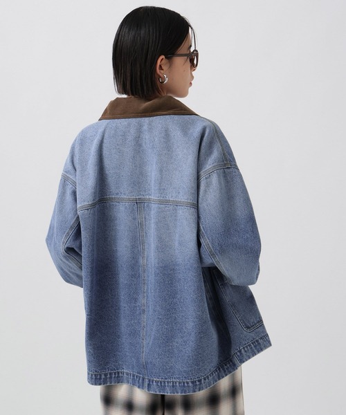 BAYFLOW（ベイフロー）の「[オーバーシルエット]カバーオール（デニムジャケット・レディース・ベージュ/インディゴブルー・SMALL/MEDIUM）」の12枚目の写真