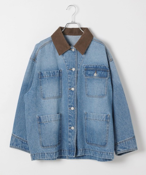 BAYFLOW（ベイフロー）の「[オーバーシルエット]カバーオール（デニムジャケット・レディース・ベージュ/インディゴブルー・SMALL/MEDIUM）」の13枚目の写真