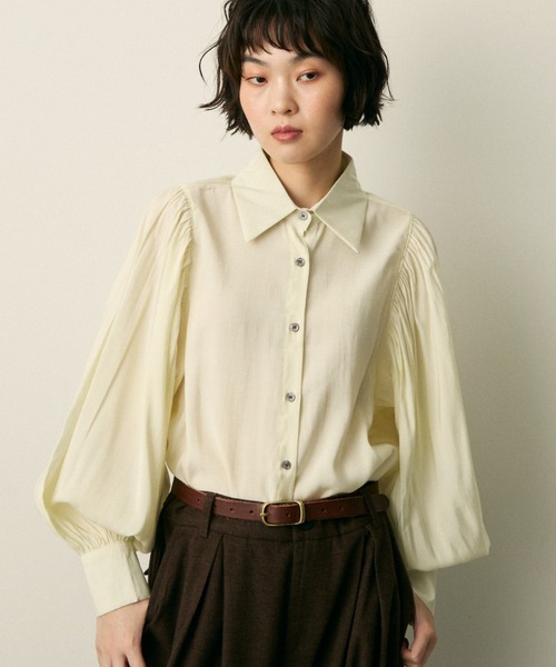 ボリュームスリーブギャザーシャツ（シャツ/ブラウス）｜full