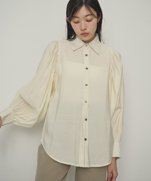 ボリュームスリーブギャザーシャツ（シャツ/ブラウス）｜full