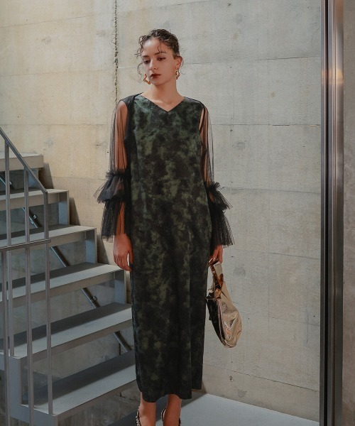 Callarus(カラルス)の「チュールボレロジャガードワンピースアンサンブルドレス〔Callarus〕(ドレス・レディース・ブラック系/グレー系/グリーン系・LL/L/M)」の6枚目の写真