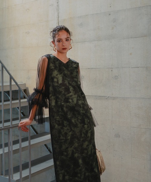 Callarus(カラルス)の「チュールボレロジャガードワンピースアンサンブルドレス〔Callarus〕(ドレス・レディース・ブラック系/グレー系/グリーン系・LL/L/M)」の7枚目の写真