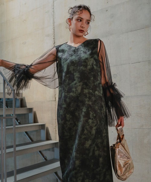 Callarus(カラルス)の「チュールボレロジャガードワンピースアンサンブルドレス〔Callarus〕(ドレス・レディース・ブラック系/グレー系/グリーン系・LL/L/M)」の9枚目の写真