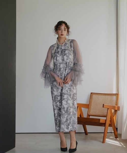 Callarus(カラルス)の「チュールボレロジャガードワンピースアンサンブルドレス〔Callarus〕(ドレス・レディース・ブラック系/グレー系/グリーン系・LL/L/M)」の17枚目の写真