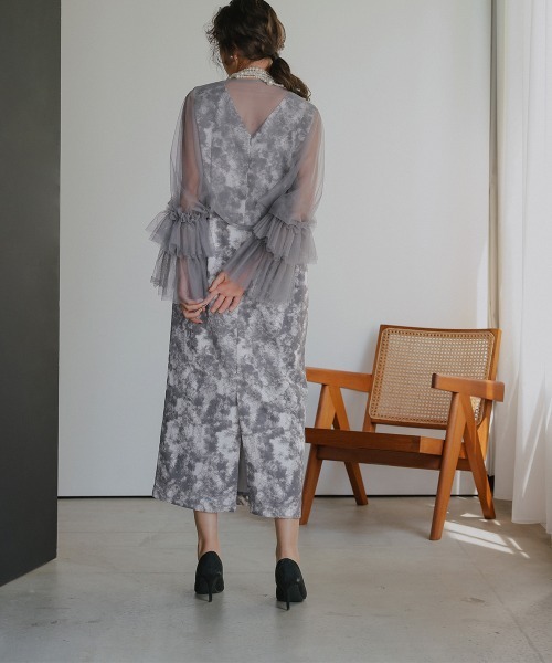 Callarus(カラルス)の「チュールボレロジャガードワンピースアンサンブルドレス〔Callarus〕(ドレス・レディース・ブラック系/グレー系/グリーン系・LL/L/M)」の19枚目の写真