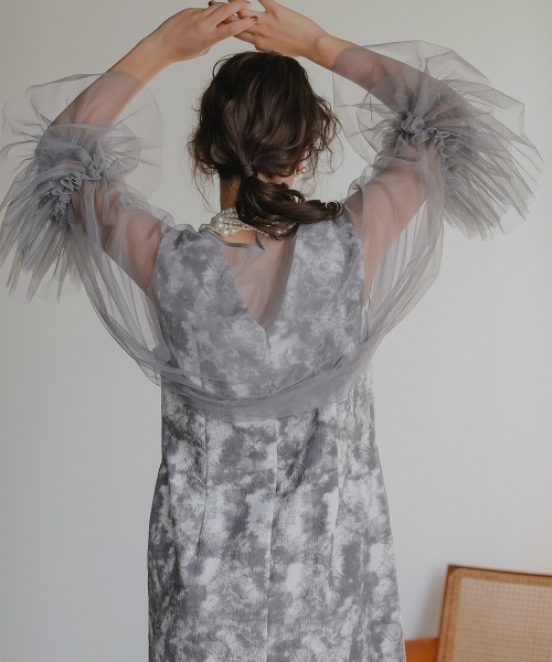 Callarus(カラルス)の「チュールボレロジャガードワンピースアンサンブルドレス〔Callarus〕(ドレス・レディース・ブラック系/グレー系/グリーン系・LL/L/M)」の20枚目の写真