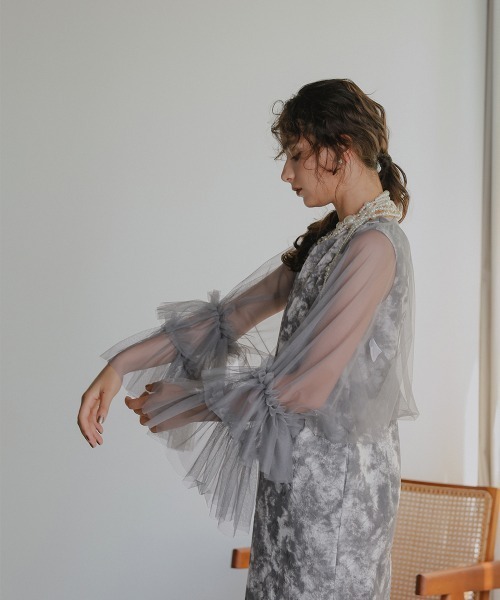 Callarus(カラルス)の「チュールボレロジャガードワンピースアンサンブルドレス〔Callarus〕(ドレス・レディース・ブラック系/グレー系/グリーン系・LL/L/M)」の22枚目の写真