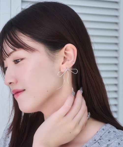 Malco. ビジューピアス シルバー　リボン　ピアス Malco. ビジューピアス シルバー リボン ピアス Malco. ビジュー
