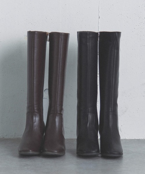 Doux archives（ドゥアルシーヴ）の「プレーンロングブーツ（ブーツ・レディース・ブラウン/ブラック・23.5/24.5）」の7枚目の写真