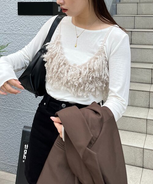 CAPRICIEUX LE'MAGE（カプリシューレマージュ）の「【セットアイテム】インナーSETウーリービスチェ（Tシャツ/カットソー・レディース・ベージュ/グレー・FREE）」の1枚目の写真