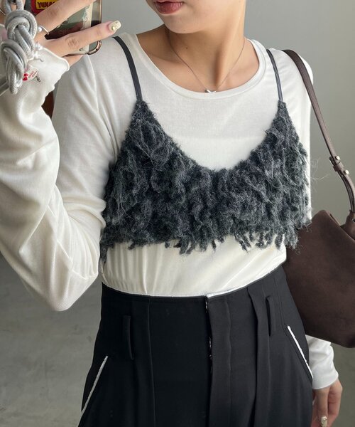 CAPRICIEUX LE'MAGE（カプリシューレマージュ）の「【セットアイテム】インナーSETウーリービスチェ（Tシャツ/カットソー・レディース・ベージュ/グレー・FREE）」の4枚目の写真