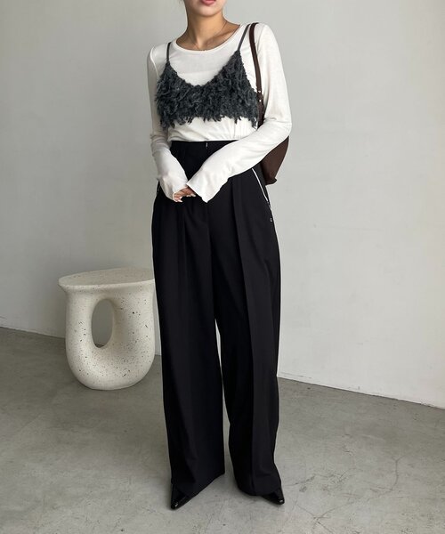 CAPRICIEUX LE'MAGE（カプリシューレマージュ）の「【セットアイテム】インナーSETウーリービスチェ（Tシャツ/カットソー・レディース・ベージュ/グレー・FREE）」の5枚目の写真