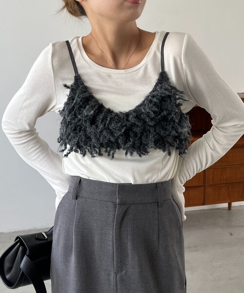 CAPRICIEUX LE'MAGE（カプリシューレマージュ）の「【セットアイテム】インナーSETウーリービスチェ（Tシャツ/カットソー・レディース・ベージュ/グレー・FREE）」の12枚目の写真