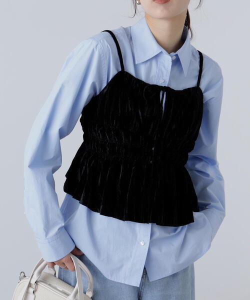 FREE'S MART（フリーズマート）の「◆クラッシュベロアシャーリングビスチェ（その他トップス・レディース・ベージュ/ブラック・FREE）」の6枚目の写真