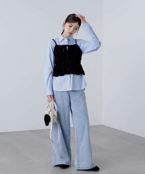 FREE'S MART（フリーズマート）の「◆クラッシュベロアシャーリングビスチェ（その他トップス・レディース・ベージュ/ブラック・FREE）」の12枚目の写真