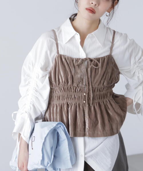 FREE'S MART（フリーズマート）の「◆クラッシュベロアシャーリングビスチェ（その他トップス・レディース・ベージュ/ブラック・FREE）」の14枚目の写真