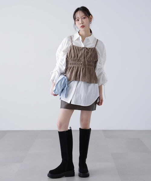 FREE'S MART（フリーズマート）の「◆クラッシュベロアシャーリングビスチェ（その他トップス・レディース・ベージュ/ブラック・FREE）」の18枚目の写真