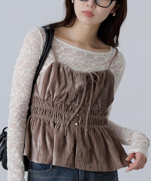 FREE'S MART（フリーズマート）の「◆クラッシュベロアシャーリングビスチェ（その他トップス・レディース・ベージュ/ブラック・FREE）」の20枚目の写真