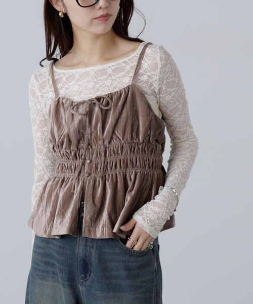 FREE'S MART（フリーズマート）の「◆クラッシュベロアシャーリングビスチェ（その他トップス・レディース・ベージュ/ブラック・FREE）」の21枚目の写真