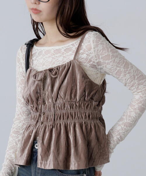 FREE'S MART（フリーズマート）の「◆クラッシュベロアシャーリングビスチェ（その他トップス・レディース・ベージュ/ブラック・FREE）」の22枚目の写真