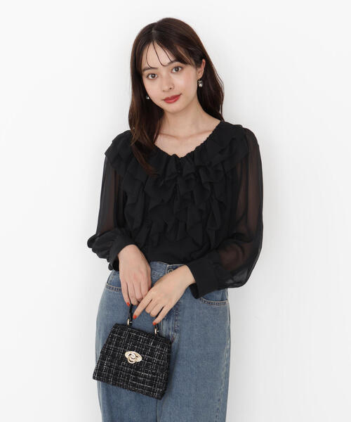 PROPORTION BODY DRESSING(プロポーションボディドレッシング)の「<ウォッシャブル>フロントフリルブラウス / 1215210910(シャツ/ブラウス・レディース・ブラック/ピンク/ホワイト系その他・FREE)」の5枚目の写真