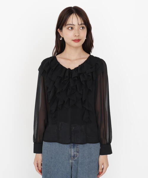 PROPORTION BODY DRESSING(プロポーションボディドレッシング)の「<ウォッシャブル>フロントフリルブラウス / 1215210910(シャツ/ブラウス・レディース・ブラック/ピンク/ホワイト系その他・FREE)」の7枚目の写真