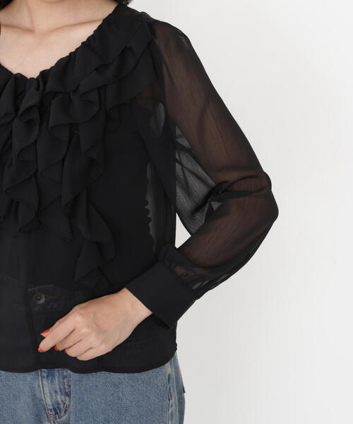 PROPORTION BODY DRESSING(プロポーションボディドレッシング)の「<ウォッシャブル>フロントフリルブラウス / 1215210910(シャツ/ブラウス・レディース・ブラック/ピンク/ホワイト系その他・FREE)」の11枚目の写真