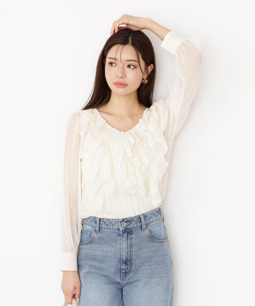PROPORTION BODY DRESSING(プロポーションボディドレッシング)の「<ウォッシャブル>フロントフリルブラウス / 1215210910(シャツ/ブラウス・レディース・ブラック/ピンク/ホワイト系その他・FREE)」の15枚目の写真
