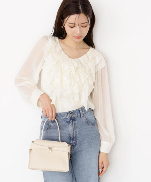 PROPORTION BODY DRESSING(プロポーションボディドレッシング)の「<ウォッシャブル>フロントフリルブラウス / 1215210910(シャツ/ブラウス・レディース・ブラック/ピンク/ホワイト系その他・FREE)」の2枚目の写真