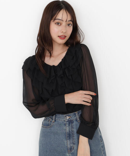 PROPORTION BODY DRESSING(プロポーションボディドレッシング)の「<ウォッシャブル>フロントフリルブラウス / 1215210910(シャツ/ブラウス・レディース・ブラック/ピンク/ホワイト系その他・FREE)」の3枚目の写真