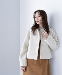 NATURAL BEAUTY BASIC シャギーベルテッドショートコート NATURAL BEAUTY BASIC シャギーベルテッドショートコート