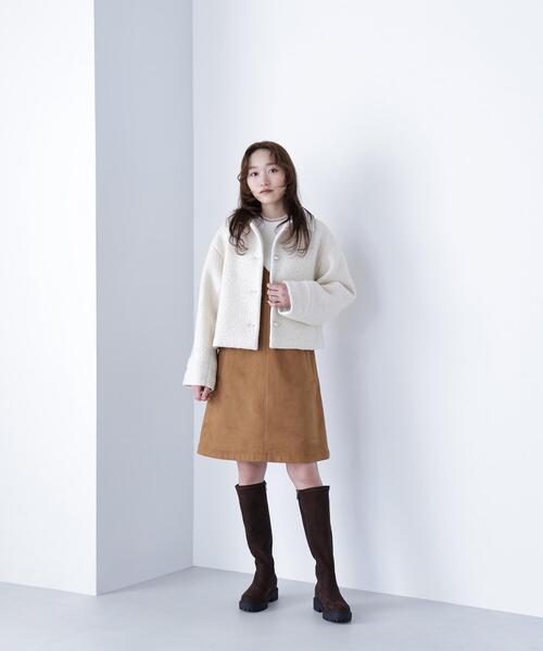 NATURAL BEAUTY BASIC（ナチュラルビューティーベーシック）の「◇ステンカラーショートブルゾン（ブルゾン・レディース・ブラック/ベージュ/オフホワイト・SMALL/MEDIUM）」の4枚目の写真