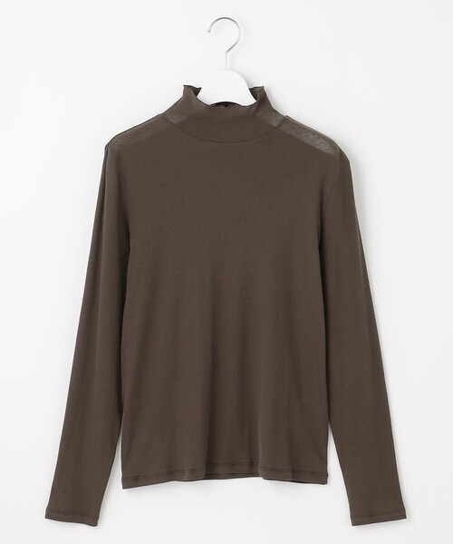J.PRESS(ジェイプレス)の「【WEB限定】シアーストレッチフライス メローネック シアー カットソー(Tシャツ/カットソー・レディース・ダークブラウン系/ベージュ系/ブラック系/アイボリー系・T15/T13)」の2枚目の写真