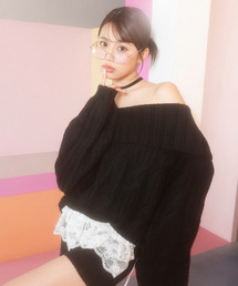 SPIRALGIRL | オフショルニット×ショートパンツ(ニット/セーター)