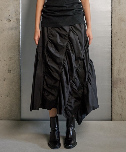 RUMCHE(ラムシェ)の「Typewriter Gathered Skirt / タイプライターギャザースカート(スカート・レディース・ブラック・FREE)」の5枚目の写真