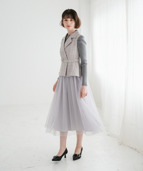 2025秋冬新作 ツイードジレワンピース