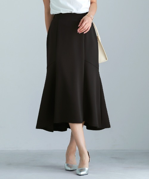 Emilyan（エミリアン）の「無敵のスカート【洗える・UV CUT･ストレッチ・軽量・接触冷感】ハイストレッチダンボールニット・マーメイドスカート（スカート・レディース・ネイビー/ブラック/ライトベージュ・S/L/M）」の2枚目の写真