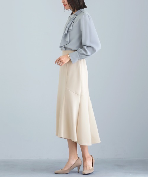 Emilyan（エミリアン）の「無敵のスカート【洗える・UV CUT･ストレッチ・軽量・接触冷感】ハイストレッチダンボールニット・マーメイドスカート（スカート・レディース・ネイビー/ブラック/ライトベージュ・S/L/M）」の4枚目の写真