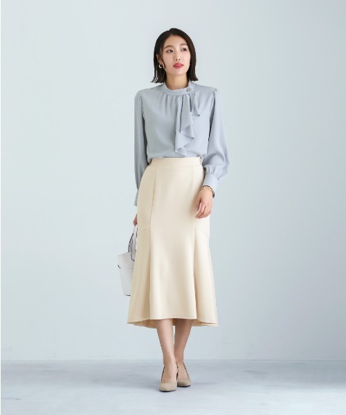 Emilyan（エミリアン）の「無敵のスカート【洗える・UV CUT･ストレッチ・軽量・接触冷感】ハイストレッチダンボールニット・マーメイドスカート（スカート・レディース・ネイビー/ブラック/ライトベージュ・S/L/M）」の5枚目の写真