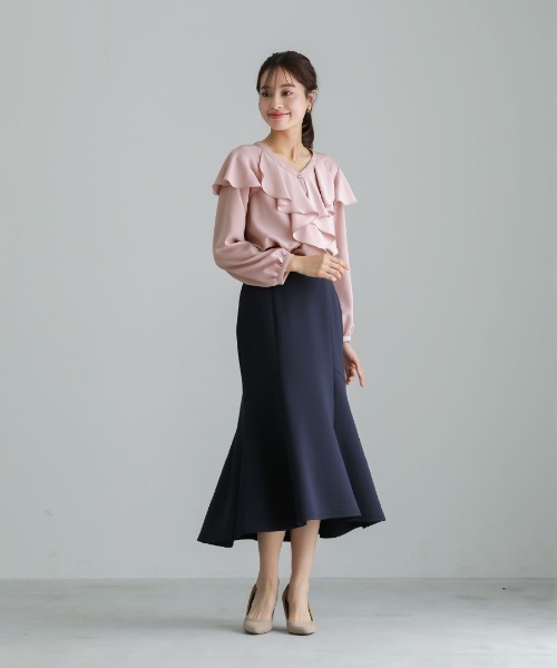 Emilyan（エミリアン）の「無敵のスカート【洗える・UV CUT･ストレッチ・軽量・接触冷感】ハイストレッチダンボールニット・マーメイドスカート（スカート・レディース・ネイビー/ブラック/ライトベージュ・S/L/M）」の9枚目の写真