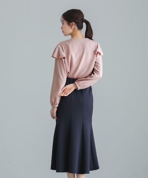 Emilyan（エミリアン）の「無敵のスカート【洗える・UV CUT･ストレッチ・軽量・接触冷感】ハイストレッチダンボールニット・マーメイドスカート（スカート・レディース・ネイビー/ブラック/ライトベージュ・S/L/M）」の10枚目の写真